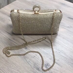 Dexmay Rhinestone Crystal Ring Clutch Purse Luxury Evening Bag for Party